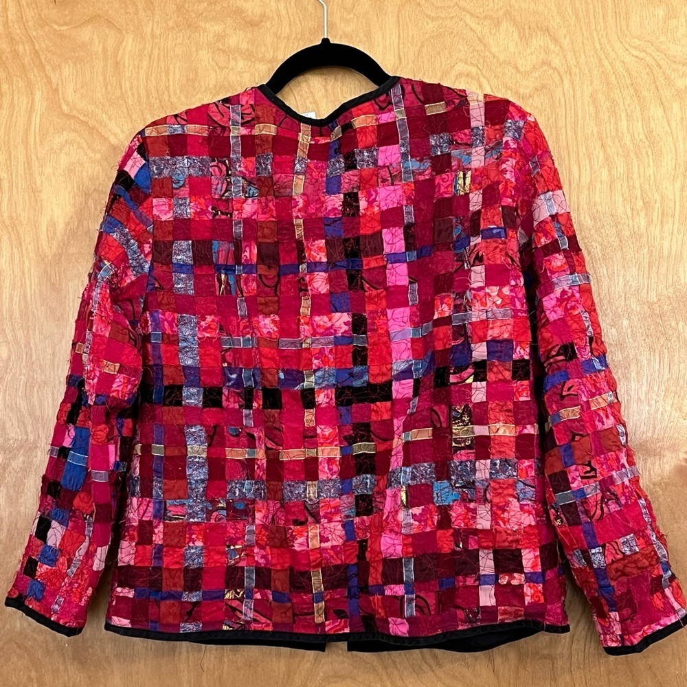 Chico's Silk Patchwork Open Jacket 8/10 - image 2